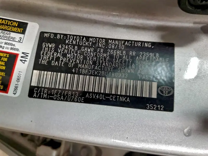 2011 TOYOTA CAMRY BASE  