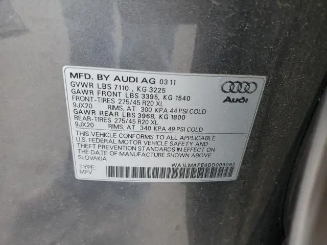 2011 AUDI Q7 PREMIUM PLUS  