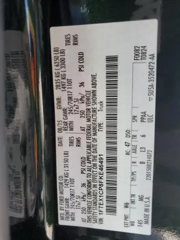 2015 FORD F150 SUPER CAB  