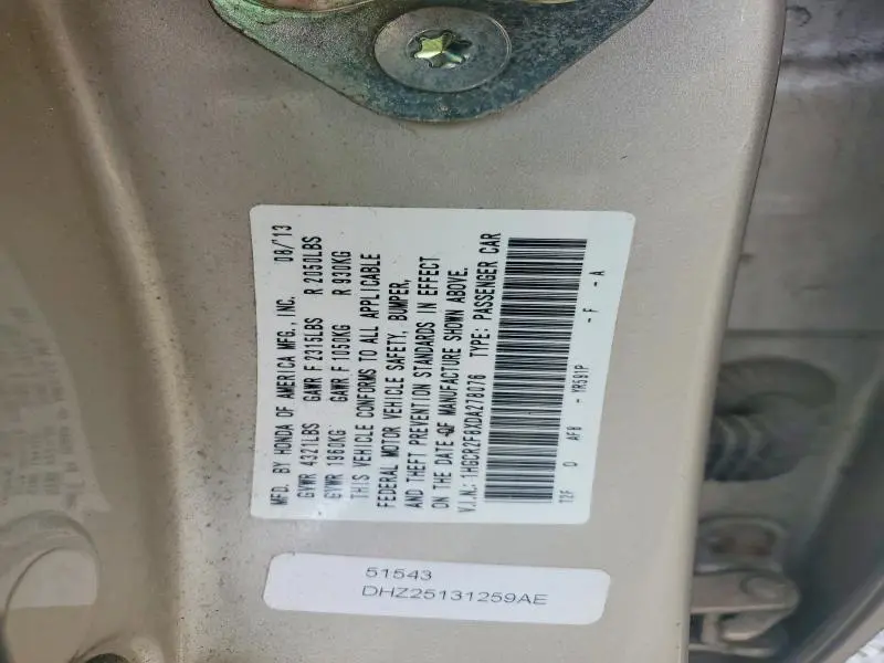 2013 HONDA ACCORD EXL  