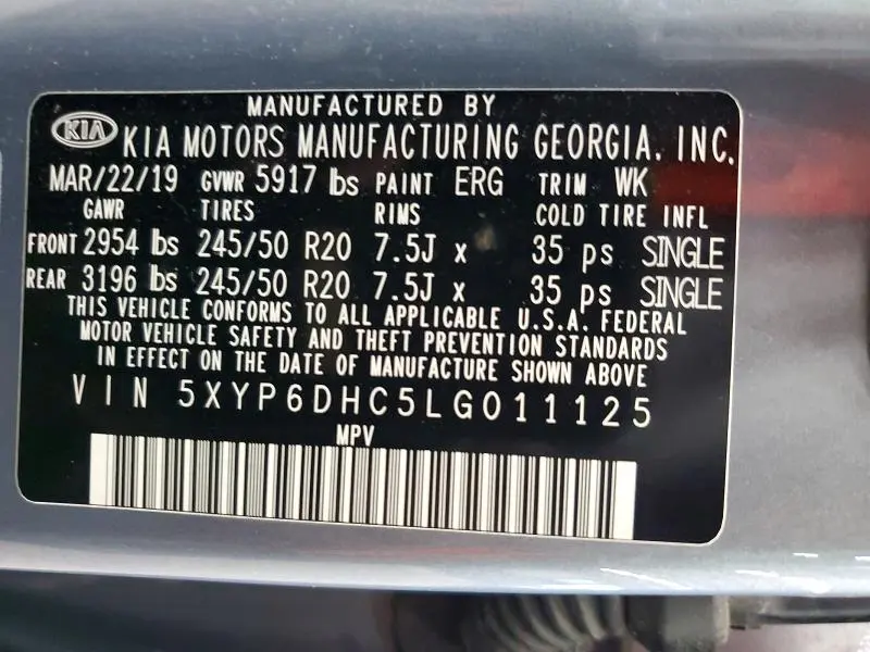 2020 KIA TELLURIDE S  