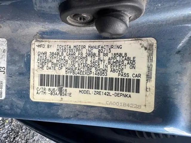 2013 TOYOTA COROLLA BASE  