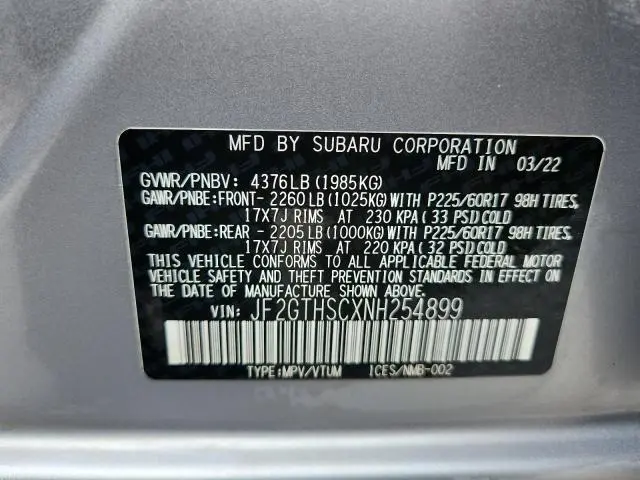 2022 SUBARU CROSSTREK SPORT  