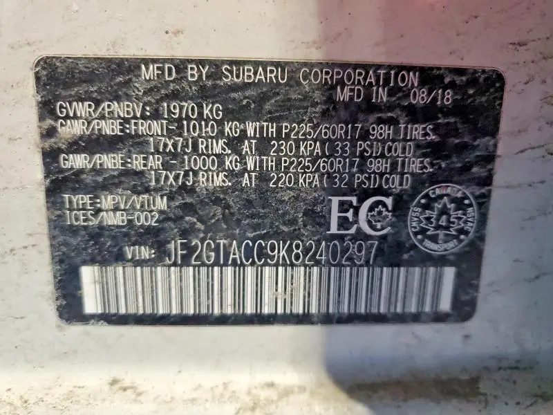 2019 SUBARU CROSSTREK PREMIUM  