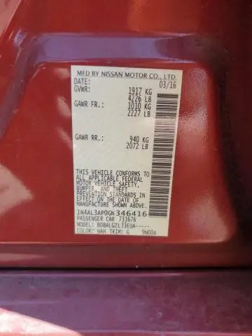 2016 NISSAN ALTIMA 2.5  