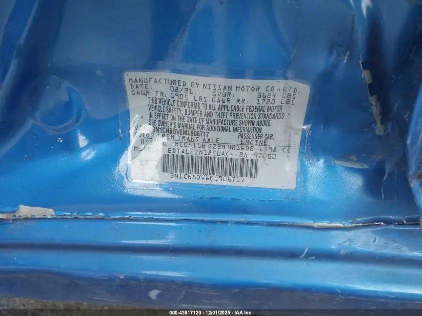 2021 NISSAN VERSA S XTRONIC CVT