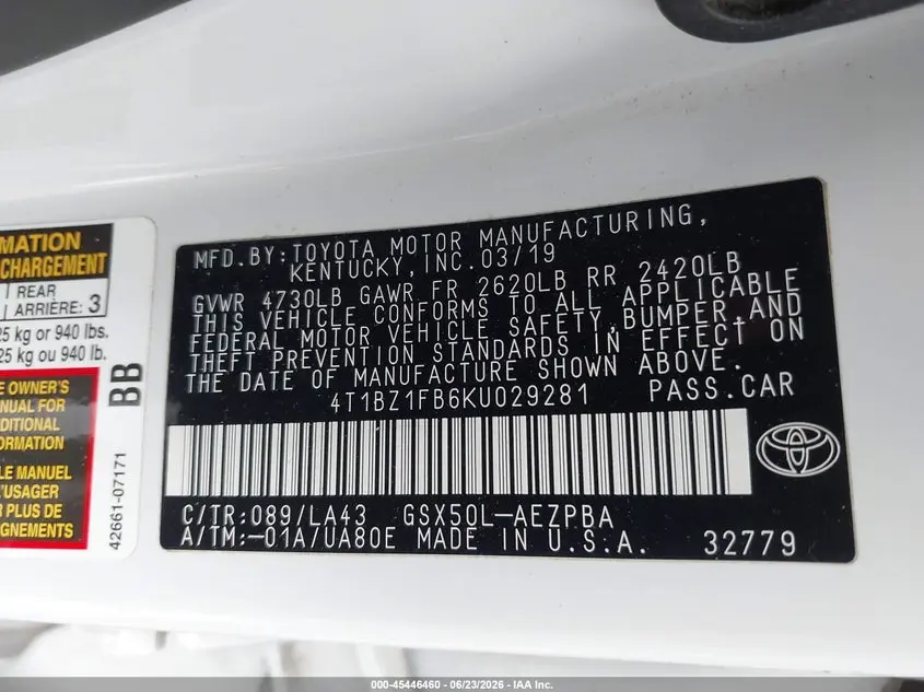 2019 TOYOTA AVALON LIMITED