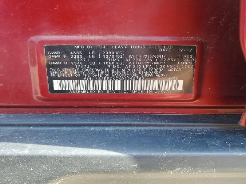 2013 SUBARU OUTBACK 2.5I LIMITED  