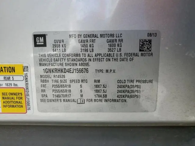 2014 CHEVROLET TRAVERSE LT  