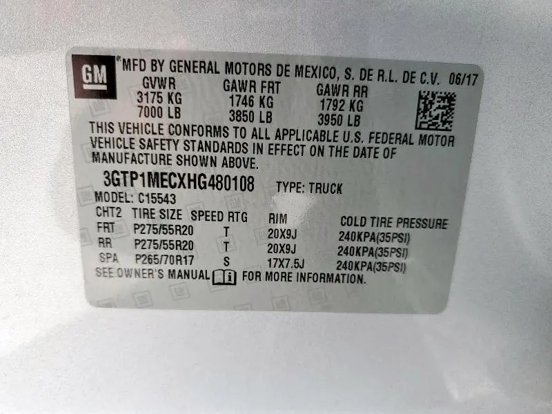 2017 GMC SIERRA C1500 SLE  