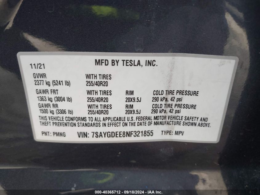 2022 TESLA MODEL Y LONG RANGE DUAL MOTOR ALL-WHEEL DRIVE