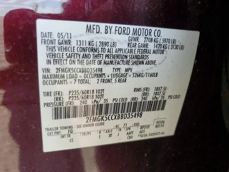 2011 FORD FLEX SEL  