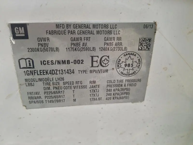 2013 CHEVROLET EQUINOX LT  