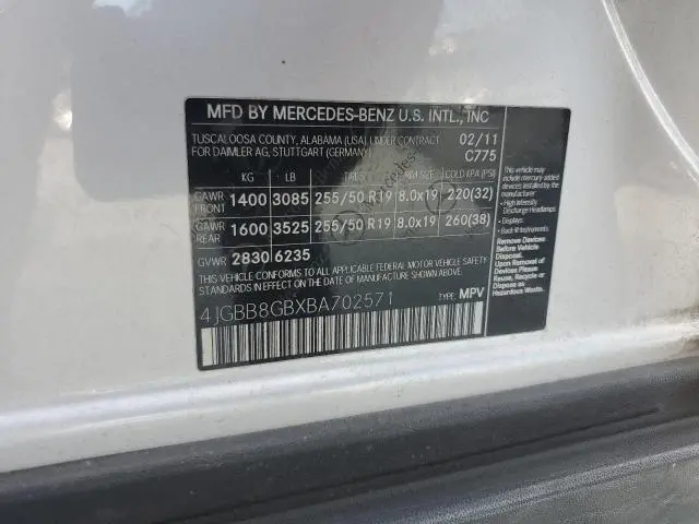 2011 MERCEDES-BENZ ML 350 4MATIC  