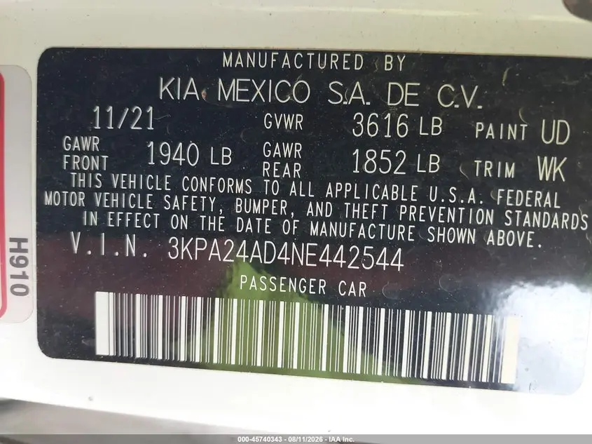 2022 KIA RIO S