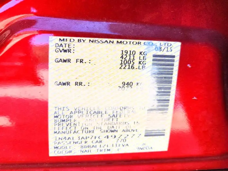 2015 NISSAN ALTIMA 2.5 SV  