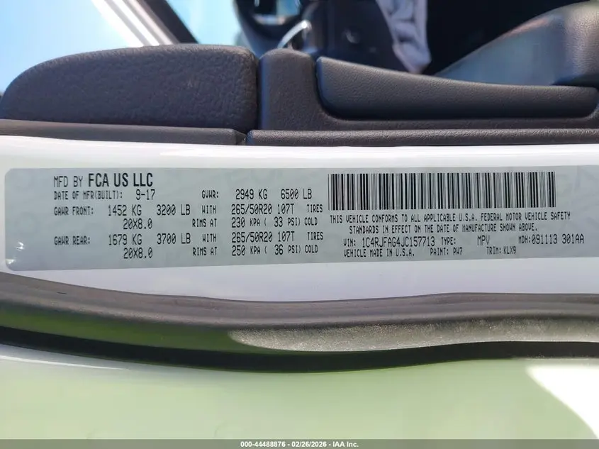 2018 JEEP GRAND CHEROKEE ALTITUDE 4X4