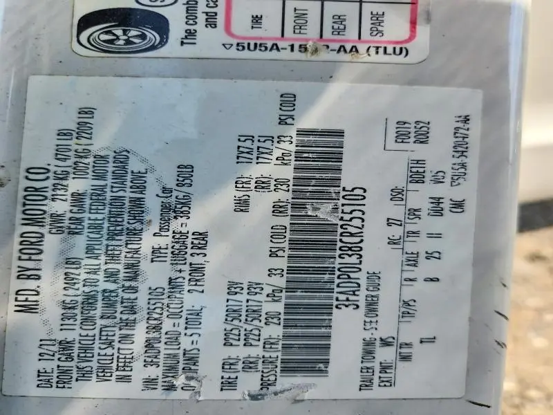 2012 FORD FUSION HYBRID  