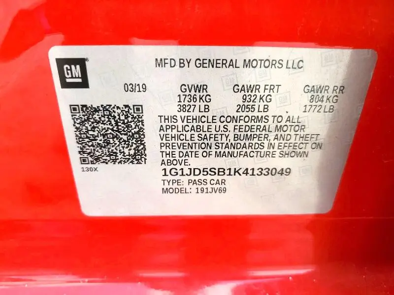 2019 CHEVROLET SONIC LT  
