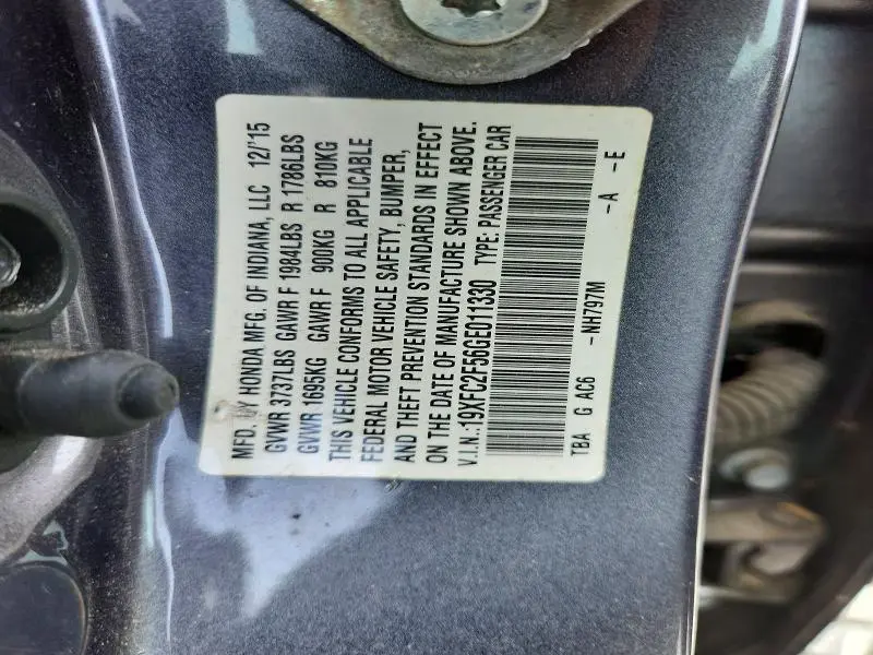 2016 HONDA CIVIC LX  