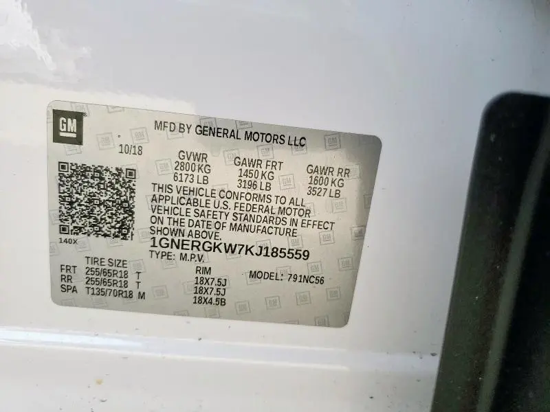 2019 CHEVROLET TRAVERSE LT  