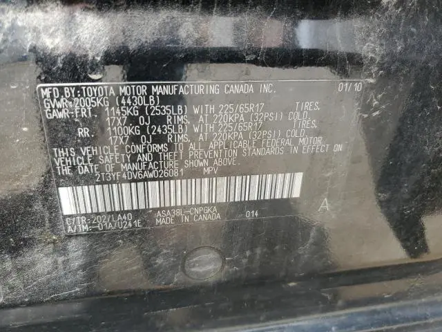 2010 TOYOTA RAV4 LIMITED  
