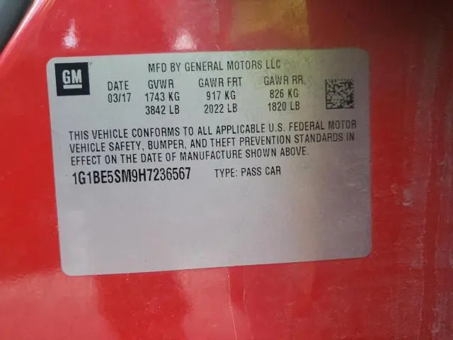 2017 CHEVROLET CRUZE LT  