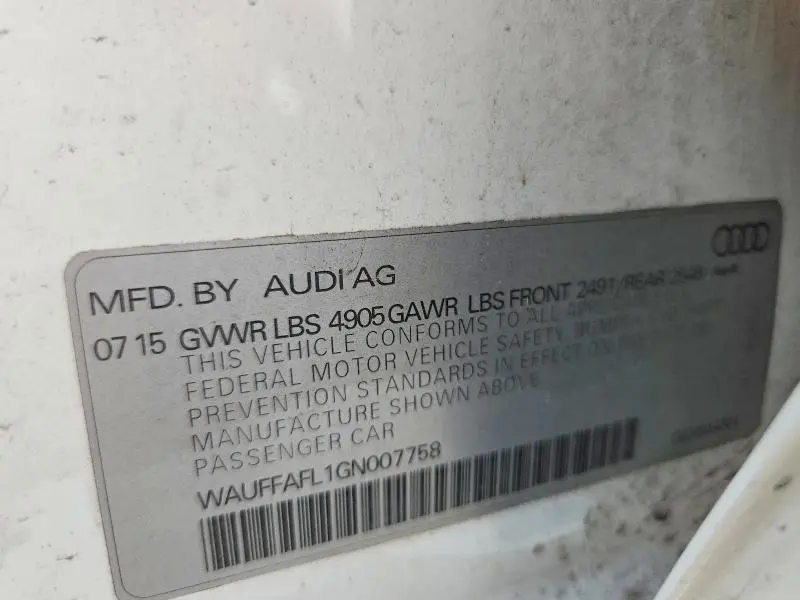 2016 AUDI A4 PREMIUM PLUS S-LINE  