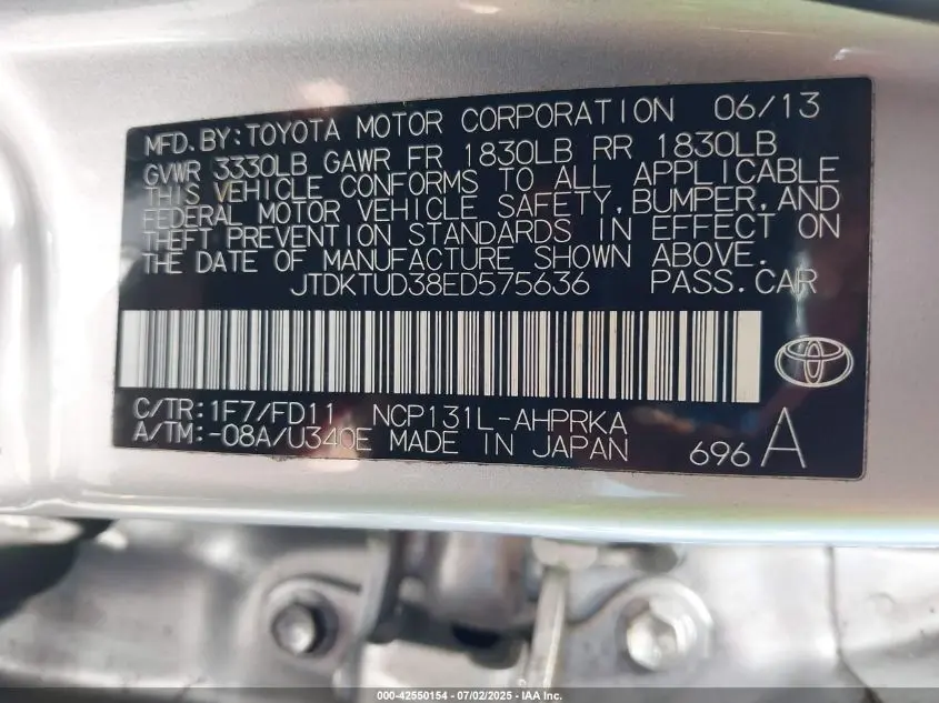 2014 TOYOTA YARIS SE (TMC/CBU PLANT)