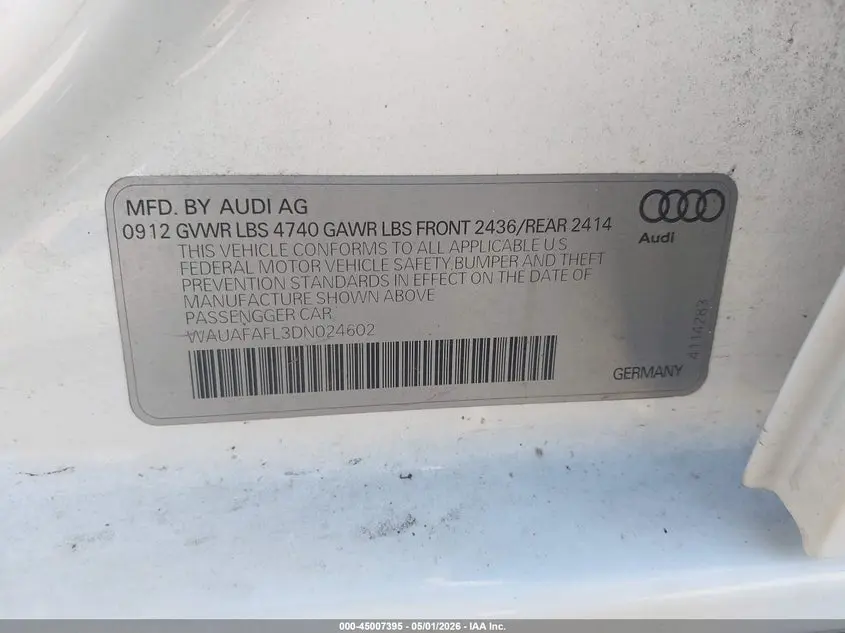 2013 AUDI A4 2.0T PREMIUM