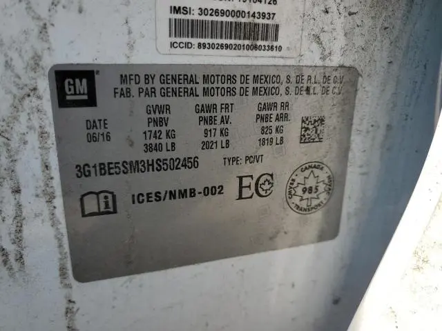 2017 CHEVROLET CRUZE LT  