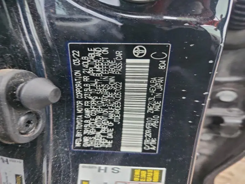 2022 TOYOTA COROLLA LE  