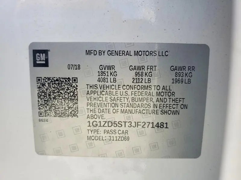 2018 CHEVROLET MALIBU LT  