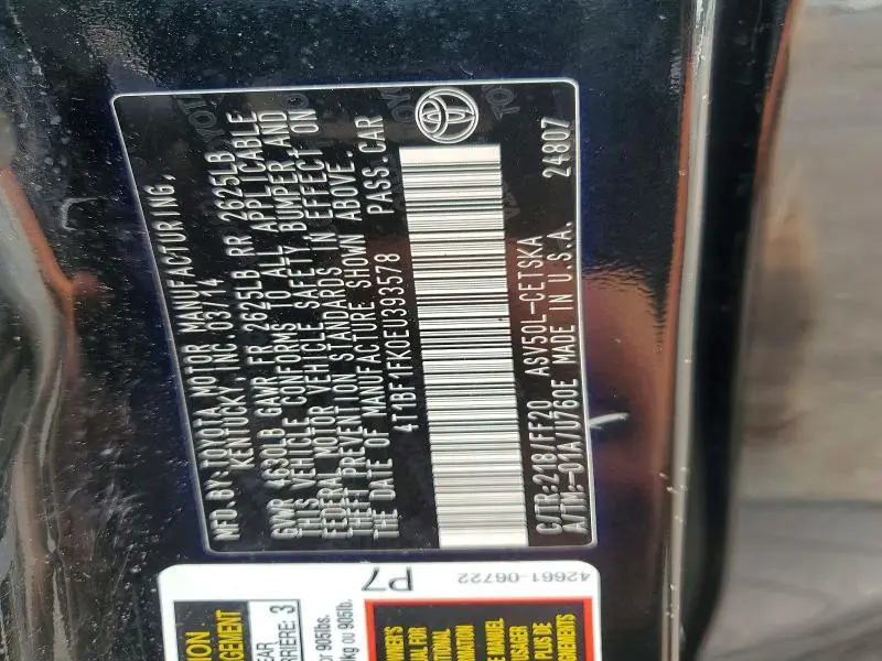 2014 TOYOTA CAMRY SE  
