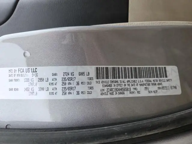 2017 CHRYSLER PACIFICA TOURING L  