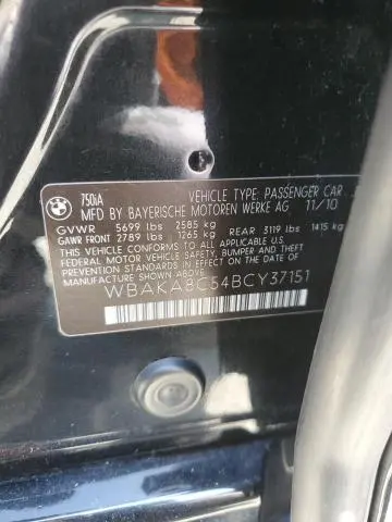 2011 BMW 750 I  