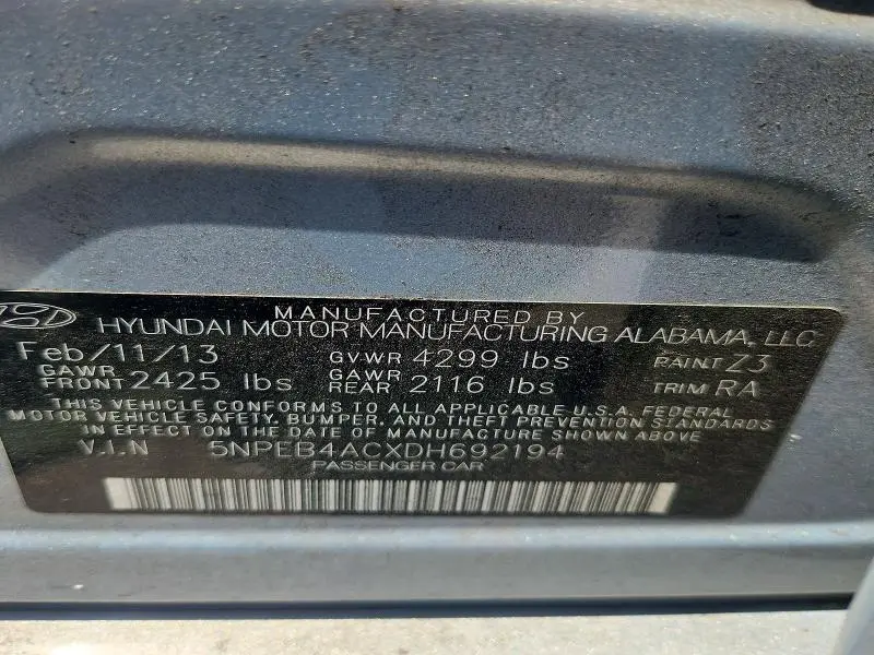 2013 HYUNDAI SONATA GLS  