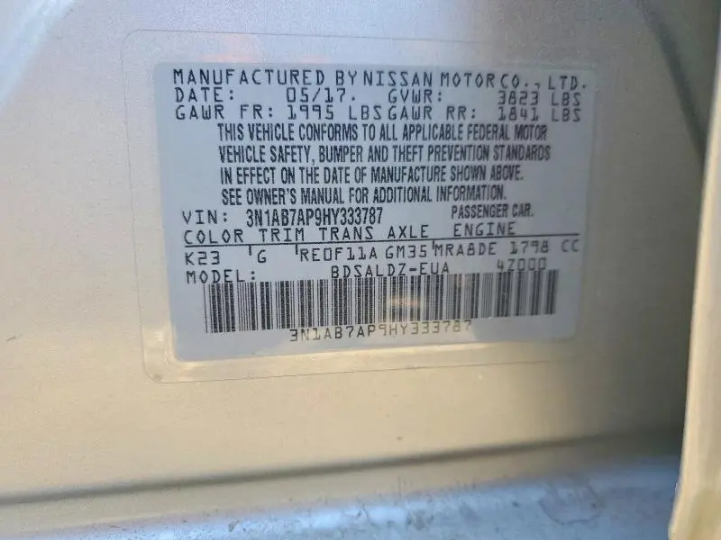 2017 NISSAN SENTRA SV  