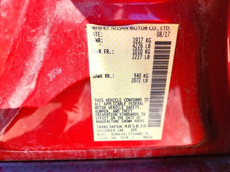 2017 NISSAN ALTIMA 2.5 SR  