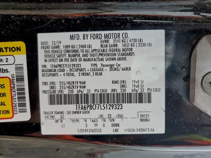 2020 FORD MUSTANG GT  