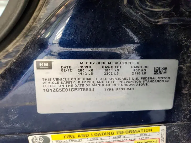 2012 CHEVROLET MALIBU 1LT  