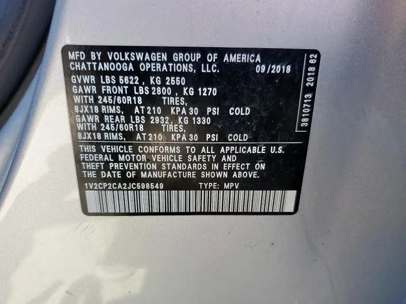 2018 VOLKSWAGEN ATLAS SE  