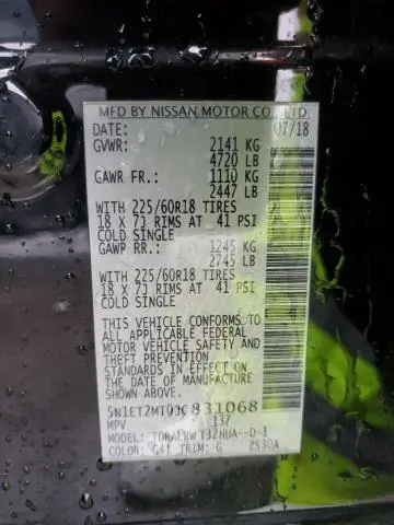 2018 NISSAN ROGUE SV HYBRID  