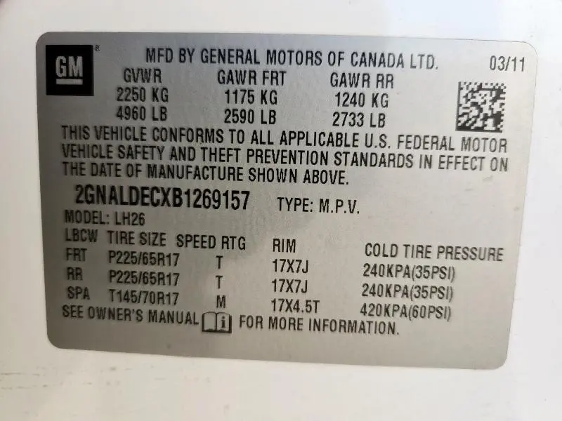 2011 CHEVROLET EQUINOX LT  