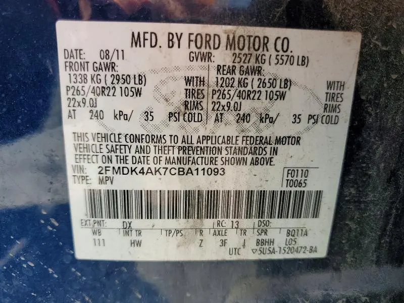 2012 FORD EDGE SPORT  