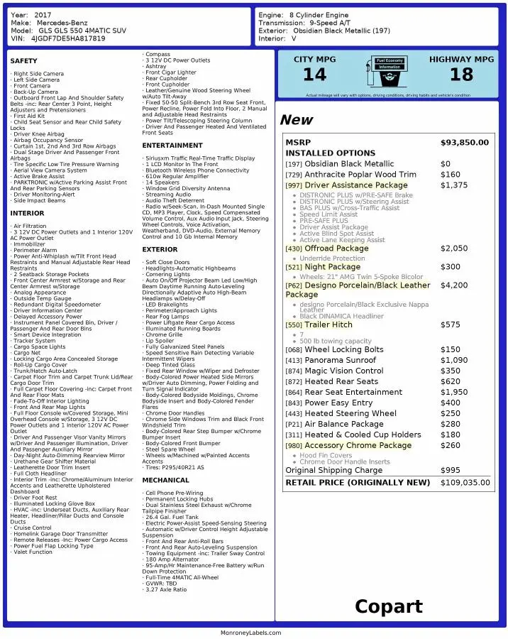 2017 MERCEDES-BENZ GLS 550 4MATIC  
