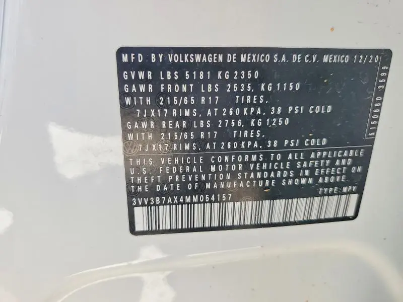 2021 VOLKSWAGEN TIGUAN SE  