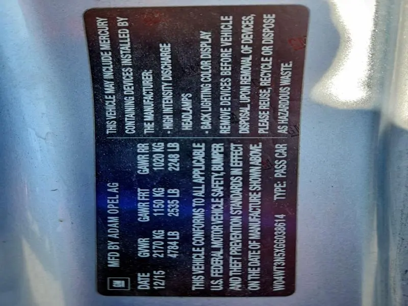 2016 BUICK CASCADA PREMIUM  