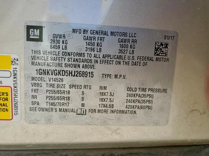 2017 CHEVROLET TRAVERSE LT  