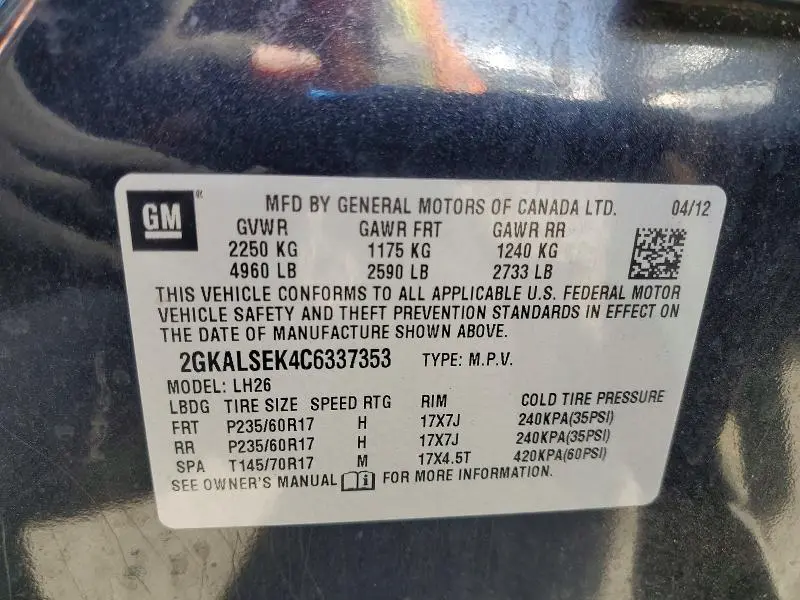 2012 GMC TERRAIN SLE  